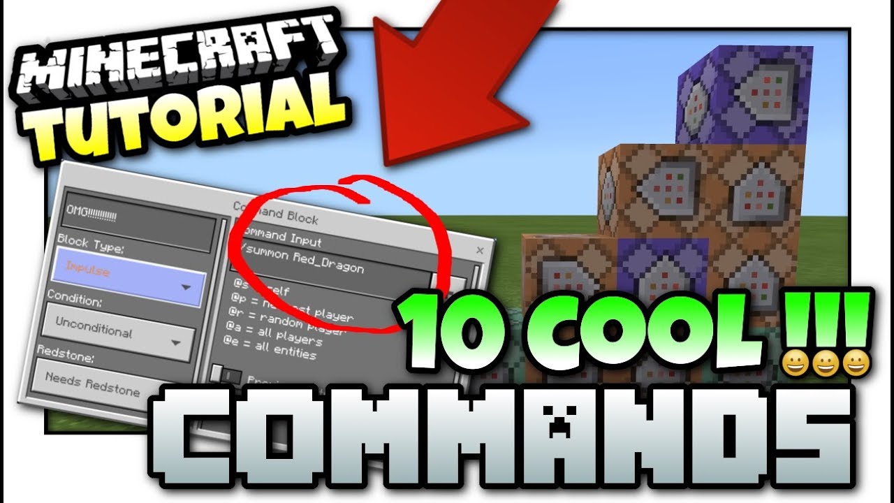 Minecraft - 10 COOL COMMANDS [ Easy Tutorial ] PS4 / MCPE / Bedrock / Xbox /Java / Windows 10