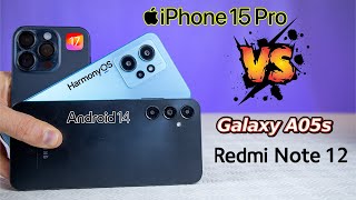 Redmi Note 12 Vs. Samsung A05s Vs. iPhone 15 Pro - Speed TEST