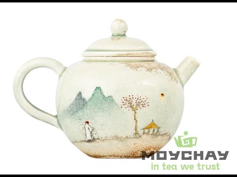 Teapot # 33841, wood firing, hand painting, ceramic, Dehua, 190 ml.