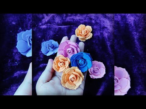 How to make flowers with foam sheets|How to make rose flowers|Diy fomiran rose flowers|scrapbooking