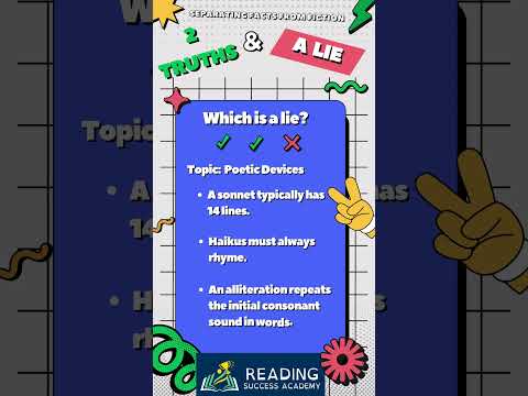 2 Truths and a Lie: Poetic Devices #2truths1lie  #readingsuccessacademy