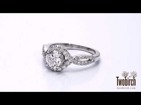 1.52 Ct. Round Halo Engagement Ring with Infinity Shank - TwoBirch - TB-ENG-258-WG-J71K
