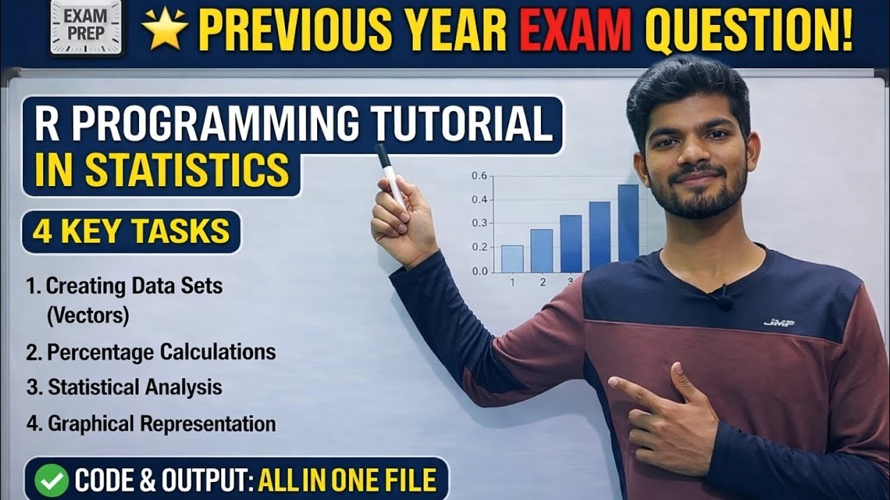 R Programming Tutorial: 4 Key Tasks for Statistical Analysis (Complete Guide) #pyqs #statistics