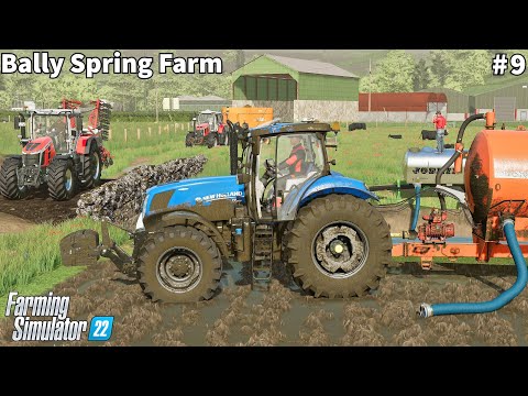 Bringing Water, Spreading Slurry & Sowing Canola│Bally Spring│FS 22│Timelapse#9