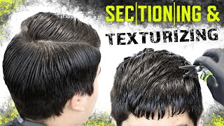 SECTIONING AND TEXTURIZING ✂️ Mid Fade Crop Freestyle Design Haircut Tutorial