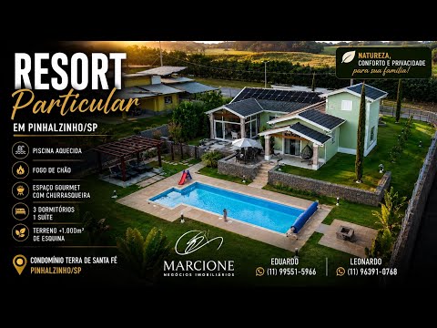 🏡 RESORT PARTICULAR em Pinhalzinho/SP | Piscina Aquecida e Terreno de 1.000m²