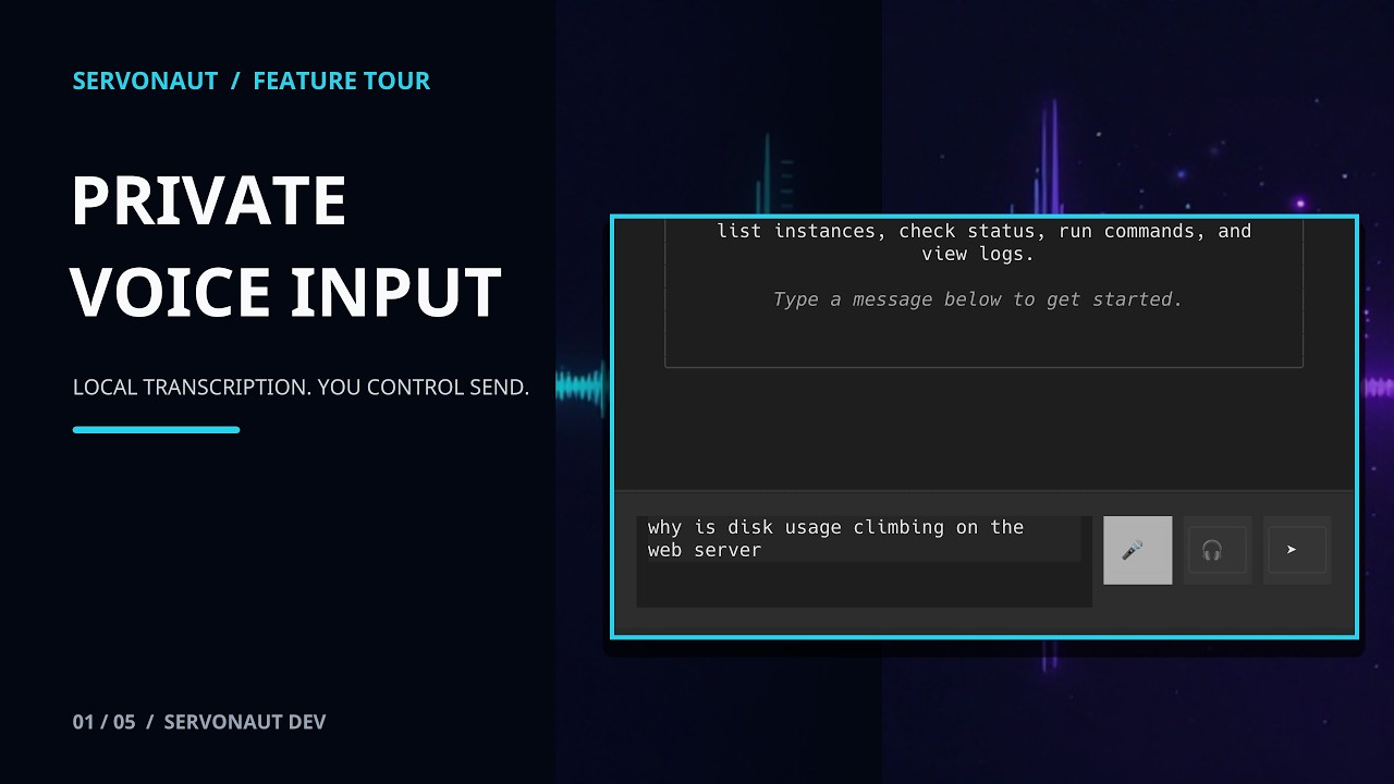 Thumbnail for Private Voice Input for Server Management | Servonaut