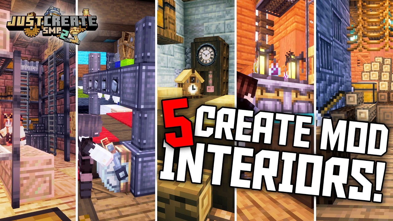 I designed 5 INTERIORS in Minecraft Create Mod!