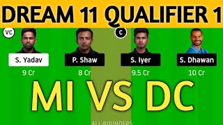 MI vs DC Dream11 Team IPL 2020 | MI vs DC | Qualifier 1 | MI vs DC Dream11 Prediction.