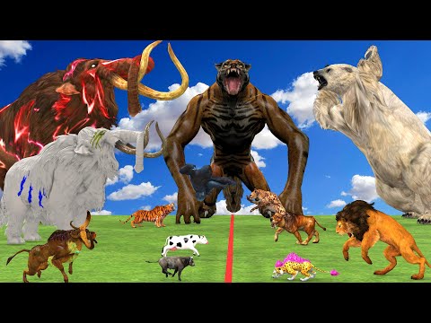 15 Mammoth Elephant Zombie Wolf vs Zombie Tiger | 10 Giant Lion Tiger Attack Cow Saved By Mammoth