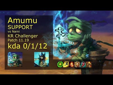 Amumu Support & Kai'Sa vs Nami & Lucian - KR Challenger 0/1/12 Patch 11.19 // [롤] 아무무 vs 나미 서폿
