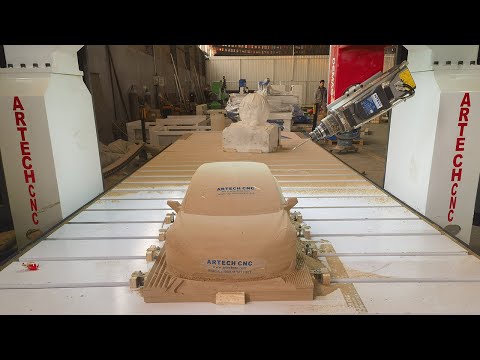 Artech CNC showing you how does a cnc router 5 axis machining center machine milling a wood car mold