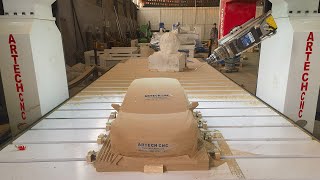 Artech CNC showing you how does a cnc router 5 axis machining center machine milling a wood car mold