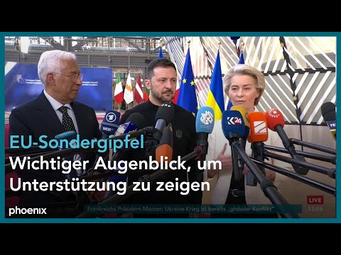 Antonio Costa. Volodymyr Selenskyj und Ursula von der Leyen beim EU-Sondergipfel am 06.03.2025