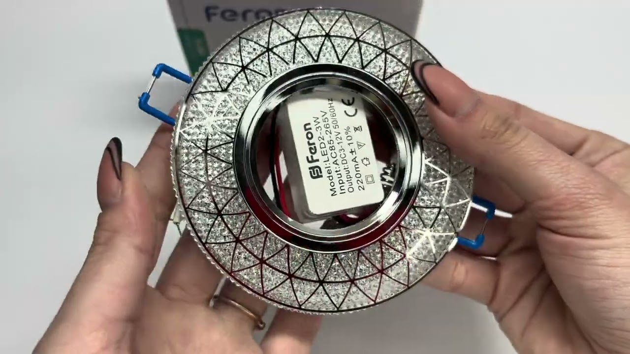 Врезной точечный светильник FERON CD832 MR16 прозрачный с подсветкой. 40025