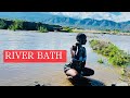 African Girl Bathing In A Village River Raw Uncut