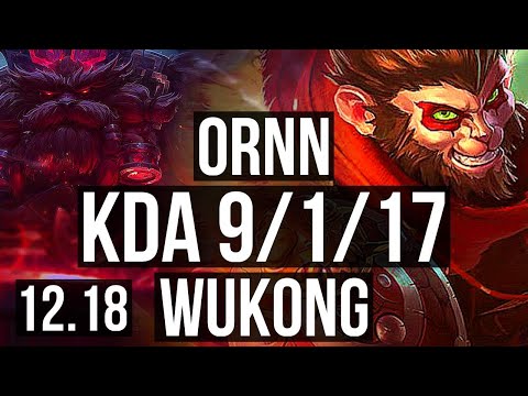 ORNN vs WUKONG (TOP) | 9/1/17, 300+ games, Dominating | EUW Master | 12.18