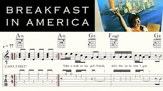 BREAKFAST IN AMERICA | SUPERTRAMP | Complete | Acoustic Guitar Tutorial | Sheet Music &amp; TAB