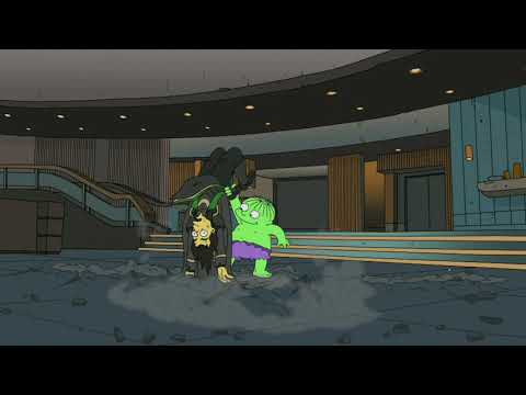 The Simpsons - Hulk Ralph smashing Loki