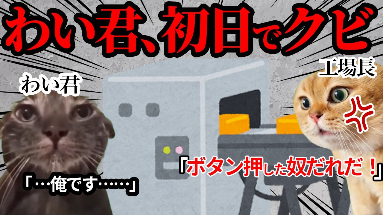 工場バイト、初日でクビになりました… #猫ミーム #猫マニ #あるある
