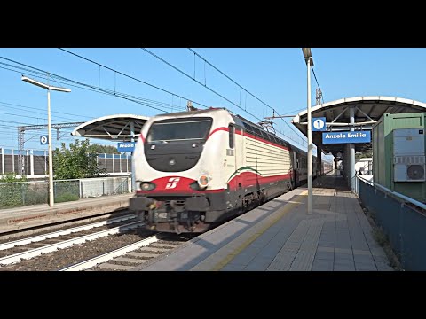 [HD - Treni] E402B.180 Frecciabianca+Treno Intercity Sun 590 Trenitalia in transito ad Anzola Emilia