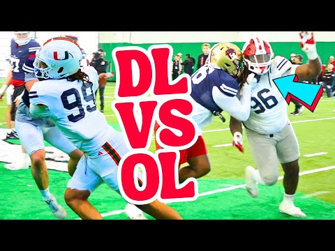 D-Line vs O-Line 1-on-1 In Trenches at Shrine Bowl Practice