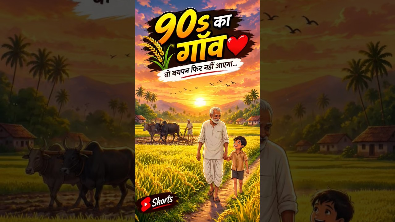 90s Indian Village Life 🌾 | Paddy Rice Farming & Simple Village Life | Ghibli-Style Anime ❤️ #Shorts