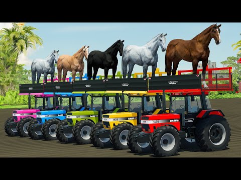 TRANSPORTING HORSES WITH CASE TRACTORS & MINI TRUCKS - Farming Simulator 22