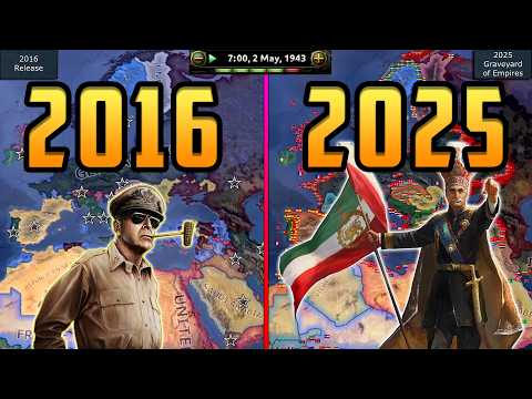 HOI4 Double Timelapse - Then (2016) vs Now (2025). AI only