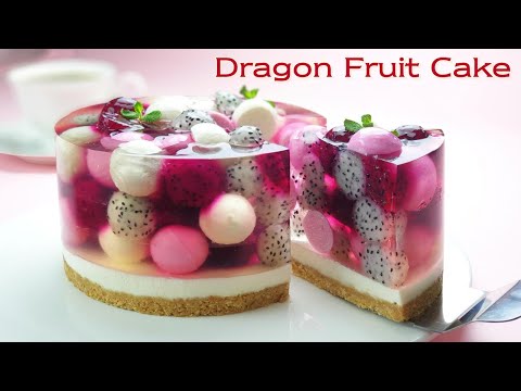 No-Oven / No-Egg   과일 젤리 치즈케이크 / Beautiful Dragon Fruit Jelly Cheesecake Recipe / 용과 케이크 / 컵 계량