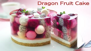 No-Oven / No-Egg 과일 젤리 치즈케이크 / Beautiful Dragon Fruit Jelly Cheesecake Recipe / 용과 케이크 / 컵 계량