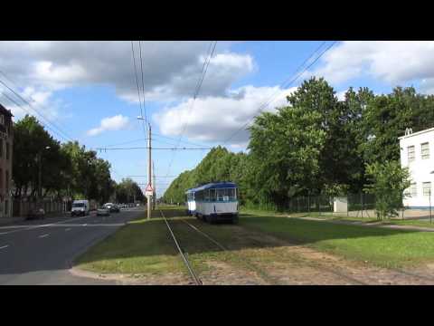 Riga: Pētersalas iela - Ganību dambis. Trams no. 30340 + 30351