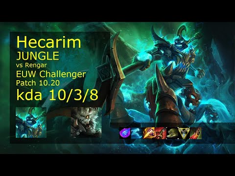 Hecarim vs Rengar Jungle - EUW Challenger 10/3/8 Patch 10.20 Gameplay