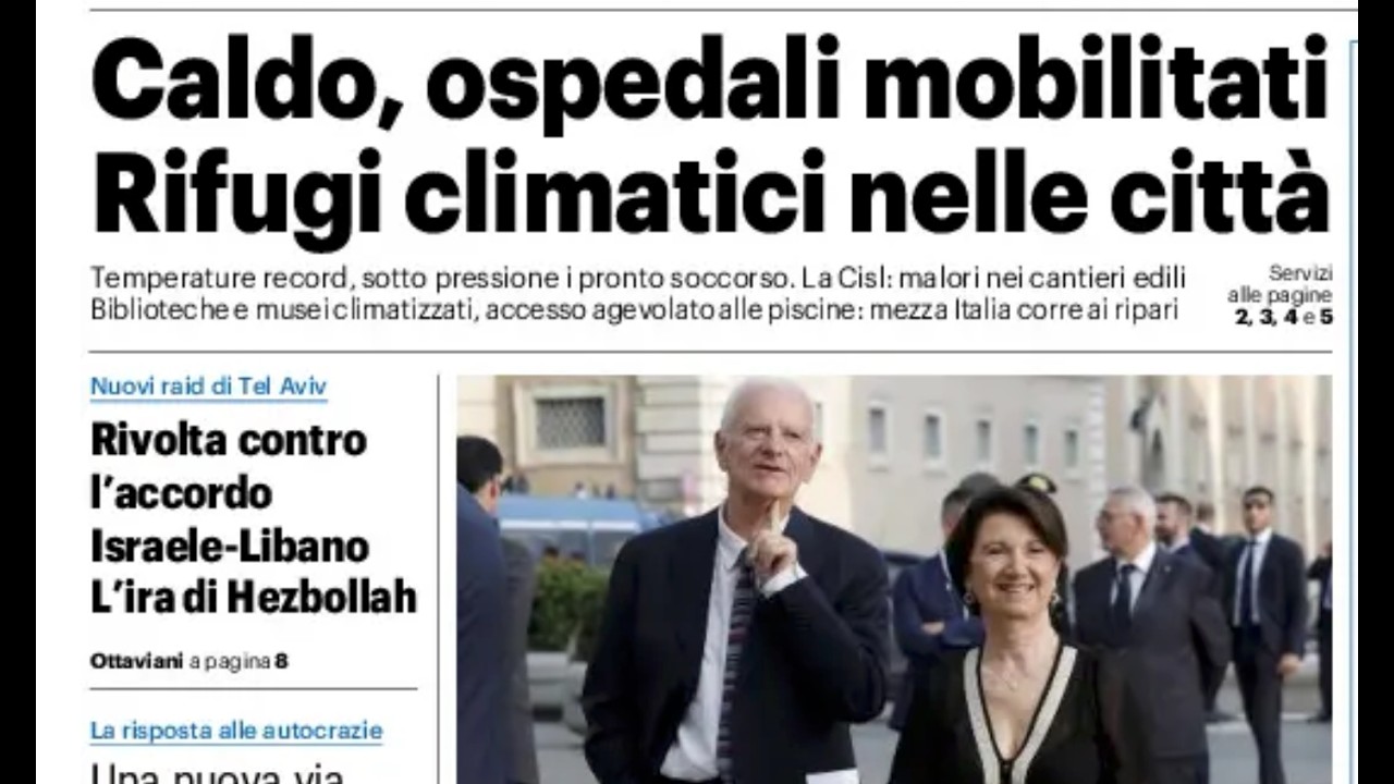 RASSEGNA STAMPA 28 GIUGNO 2026. QUOTIDIANI NAZIONALI ITALIANI  PRIME PAGINE DEI GIORNALI DI OGGI.