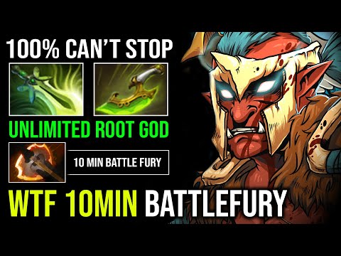 WTF 10MIN BATTLEFURY 1v5 Can't Stop Unlimited Root Max Attack Speed Full Agility Troll Warlord DotA