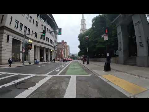 Boston Massachusetts - Bike Ride Lane Path - Freedom Trail - Common - Tremont St Beacon School Park
