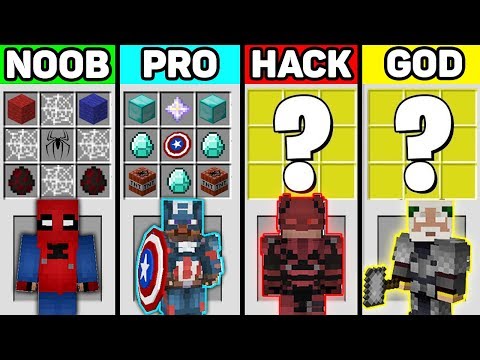 Minecraft SUPERHERO CRAFTING CHALLENGE - NOOB vs PRO vs HACKER vs GOD in Minecraft Animation