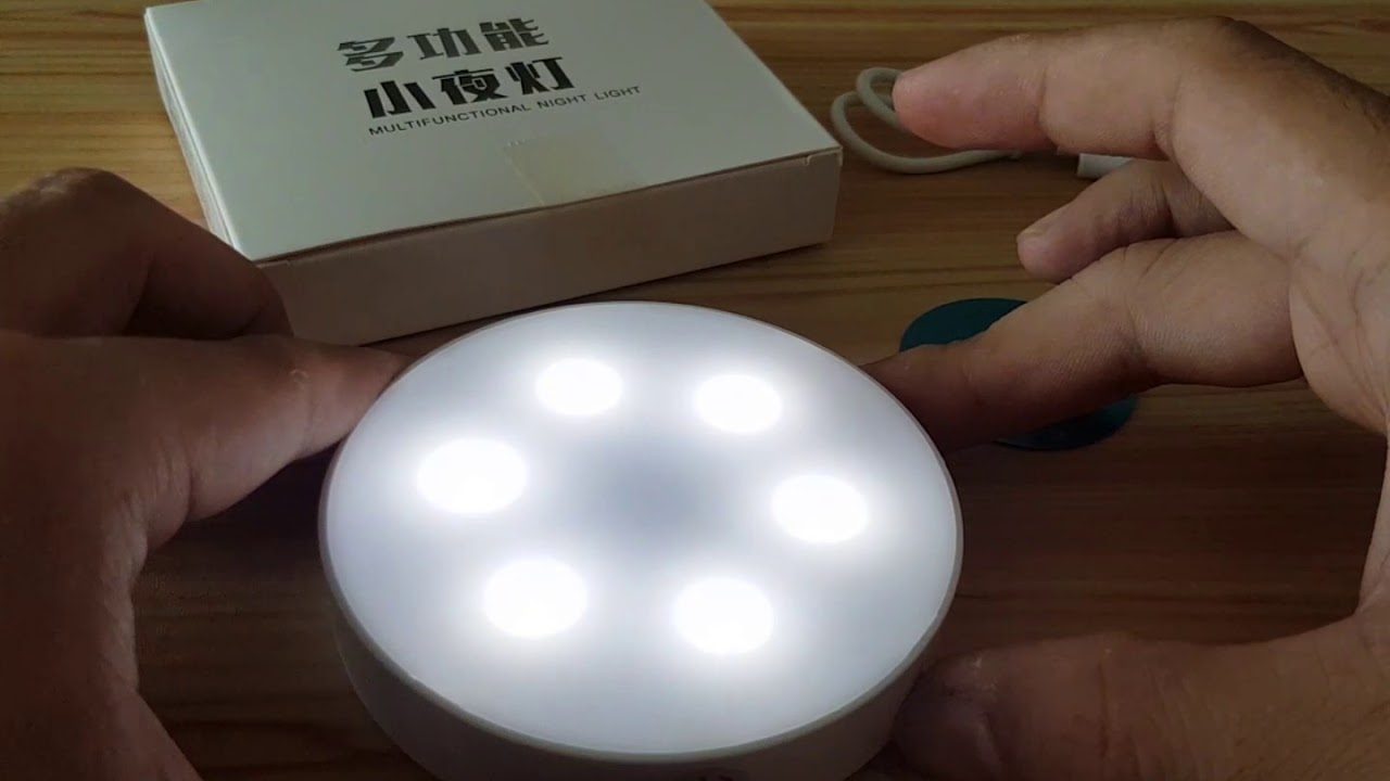 Tgadget Two Modes Round USB Rechargeable Home Cabinet Touch LED Light Night Lighting