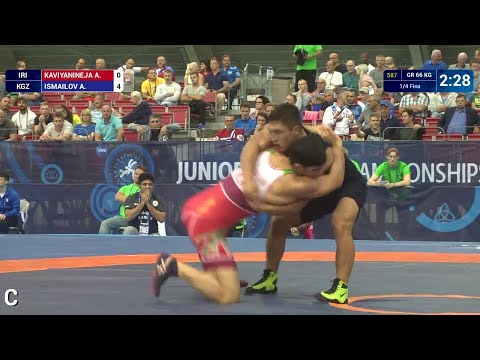 1/4 GR - 66 kg: A. KAVIYANINEJA (IRI) df. A. ISMAILOV (KGZ) by VPO1, 12-9