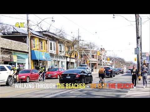 Toronto THE BEACHES Neighbourhood Walk -Counting "Beaches" vs "Beach" Storefront Signs On Queen St