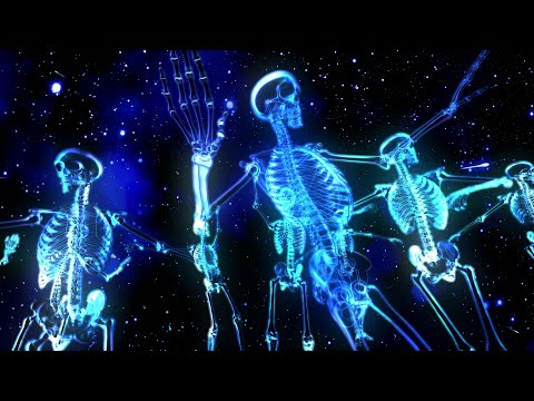 4K Screensaver | Halloween Holographic Dancing Skeletons – Psychedelic VJ Loop (No Sound)