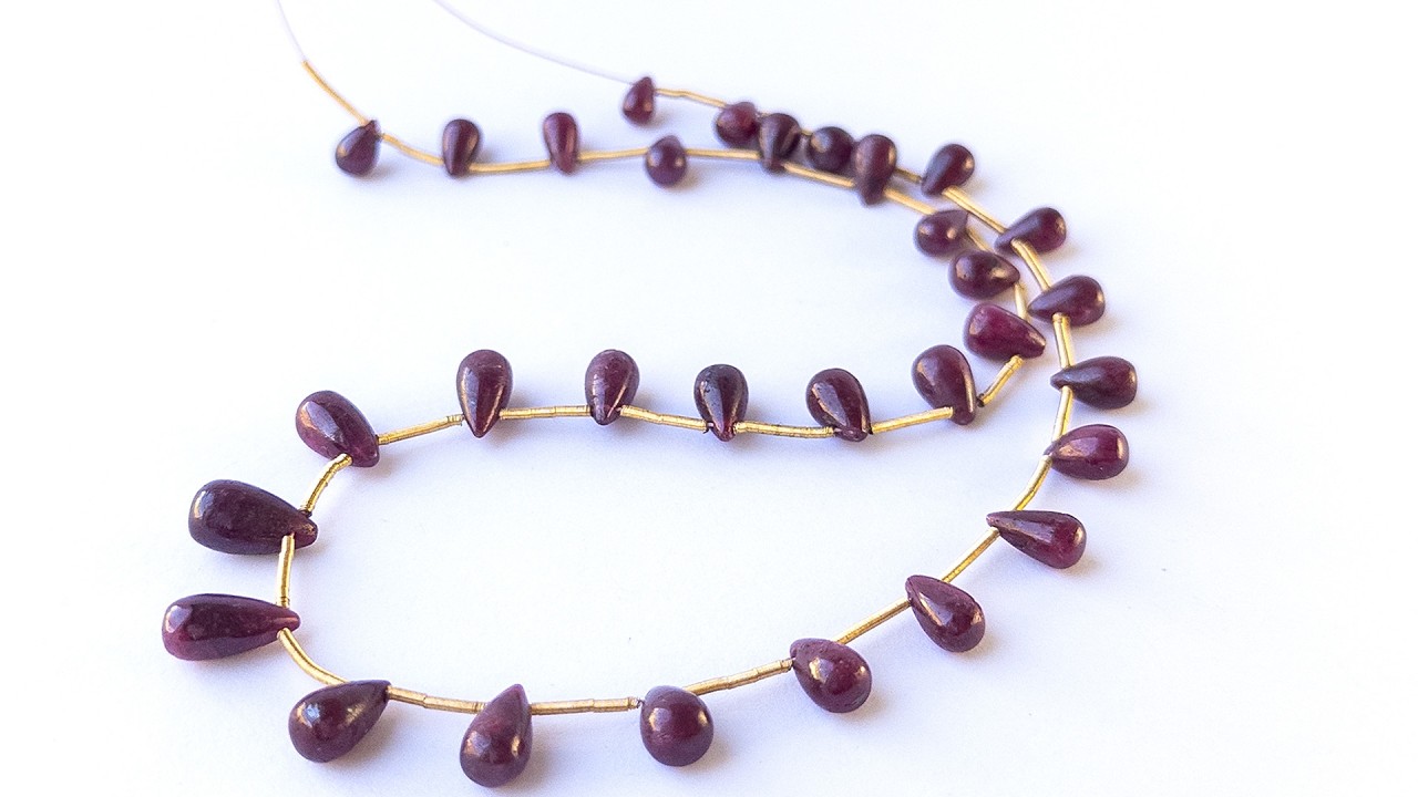 Ruby | Smooth Drops | 5.5-6mm Bead Size | 22 Pieces | 78 Carats video