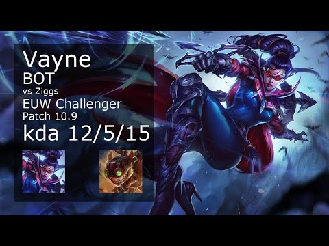 Vayne ADC vs Ziggs - EUW Challenger 12/5/15 Patch 10.9 Gameplay