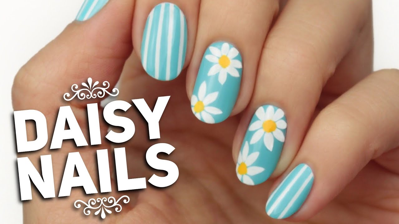 Spring Daisy Nail Art Design