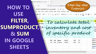 Google Sheets FILTER Function | SUMPRODUCT | SUM | Extract Data | Condition | Spreadsheet Tutorial