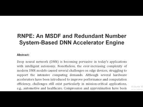 RNPE An MSDF and Redundant Number System Based DNN Accelerator Engine