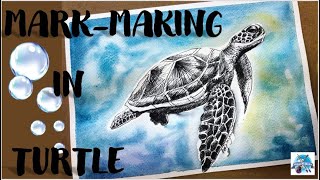 Pen and Ink Turtle Drawing with Mark-making Methods || How to Draw Turtle with basic shapes