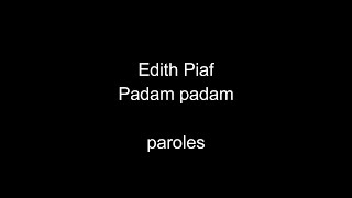 Edith Piaf-Padam Padam-paroles
