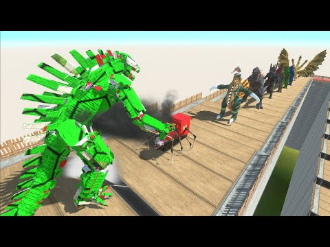 MECHAOGDZILLA 2021 SPINO HULK VS GHIDORAH & GODZILLA LAVA DEATHFALL - Animal Revolt Battle Simulator