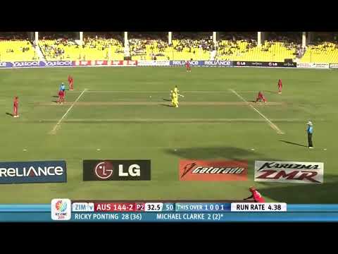 run out in the match zim vs aus #rickey ponting